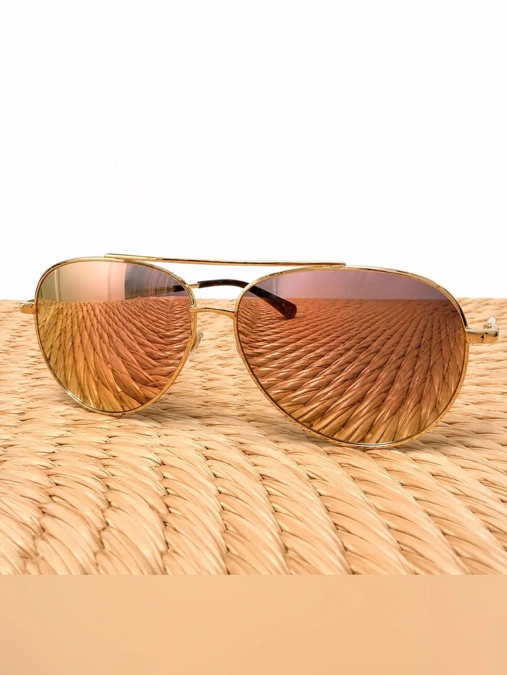 Women's Gold Aviator Sunglasses with Rose Lenses